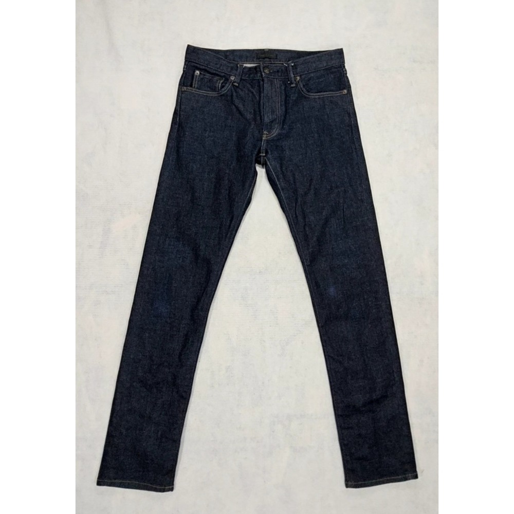 Uniqlo Mens Jeans Sz 31 x 32 Selvedge Slim Straight Low Rise Japanese Dark Blue‎
